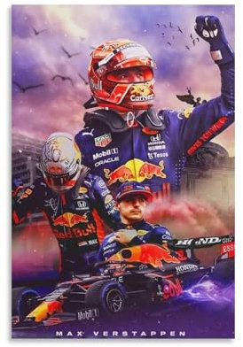 Max-Verstappen-Poster auf Leinwand, Motiv: Formel 1, Motiv: Formel-1-Fahrer, modernes Familiendekor-Poster, 20 x 30 cm