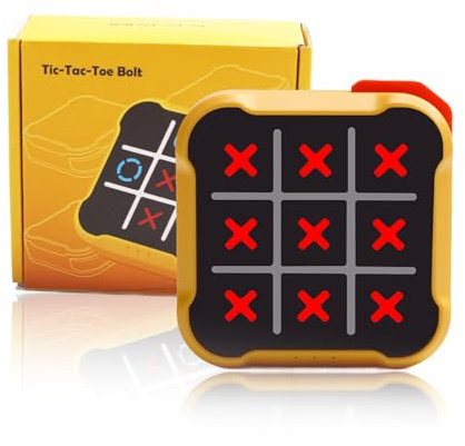 PlusBee Tic Tac Toe Electronic Game, Handheld Puzzle Console, Classic Noughts and Crosses, Family Travel Game for Educational Fun and Memory Growth, Portable for Kids
