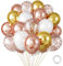 DazzJoy Metallic Rosegold Gold Weiß Luftballons, 10 Stk 12 Zoll, Metallic Rosegold Konfetti Ballons für Mädchen Geburtstag, Boho Hochzeit, Babyparty, Brautparty, Jubiläum Dekoration