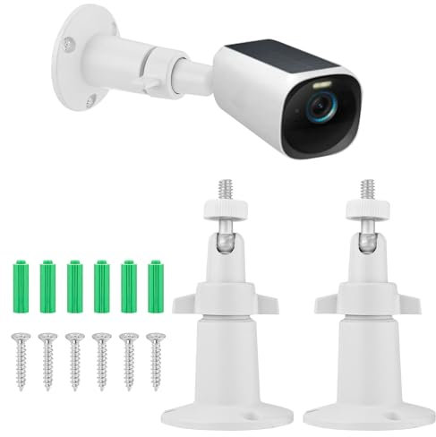 2pcs Security Camera Mount, Camera Mounting Bracket Adjustable Camera Wall Mount Bracket Holder Indoor/Outdoor Compatible with Arlo Eufy Solocam S220/C210 Eufycam 2C/2C Pro 3/S330 3C/S300