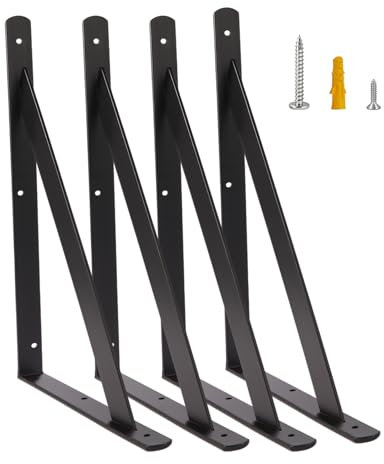 Joumoswk Lot de 4 équerres pour charges lourdes I 295 x 457 mm I Console pour charges lourdes avec vis I Support mural étagère Charge maximale 100 kg I Support d'étagère | Console murale (18)