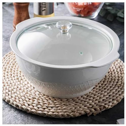 Vnook Serving Soup Tureen with Lid and Ladle Set, 1800ml with Double Handles Ceramic Soup Bowl for Parties Eating Entertaining Home Decor