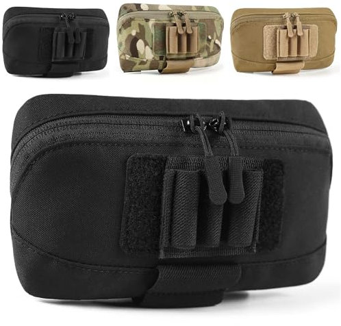YChoolco Tactical Molle Admin Pouch Laser Cut Utility Belt Pouch EDC Tool Organizer Pouch for Plate Carrier, Modular Zippered Medical Bag(BK)