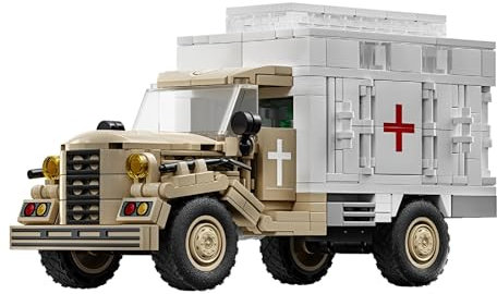Technik Militärischer Transporter Bausteine Bausatz, 432 Teile WW2 Opel Blitz LKW Bausteinset, Gepanzertes Transportfahrzeug Modellbausatz, Geschenk für Erwachsene und Kinder (66062)