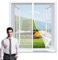 Zanzariera per Finestra Scorrevole 59 x 115 cm Chiusura Automatica a Traspirante Protezione Insetti Insetti Zanzariera per Balcone Soggiorno Cantine, Bianco