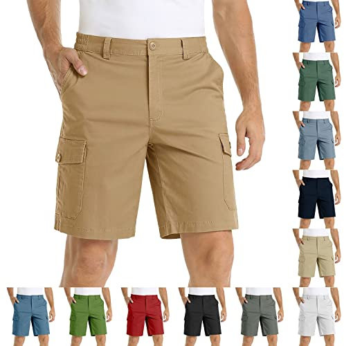 Pantaloncini cargo da uomo, corti cargo, per ragazzi, classici, a gamba dritta, estivi, per il tempo libero, con tasche e vita elastica, taglie S-4XL, Colore: rosso, XL
