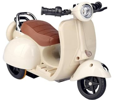 Puppe Zubehör, Motorräd, Scooter Spielzeug mit Licht und Musik, Drehspielzeug für, Niedliches Have a Seat Spielzeug, Decor Desktop Ornaments für Sammler (Beige)