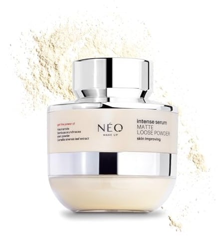 NEO MAKE UP Cipria - Matte Loose Powder - Cipria Opacizzante in Polvere Libera - Trucco Viso - Trasparente con Niacinamide, Polvere di Bambù & Tè Verde – Per un Finish Opaco e Levigato – 10g