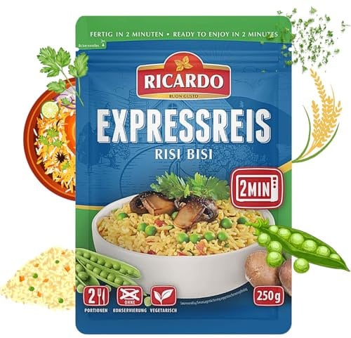 RICARDO Express Reis Risi Bisi 8 x 250g Reiszubereitung Fertiggerichte Mikrowelle/Pfanne schnell & einfach zubereitet