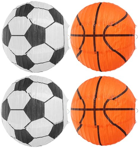 Generisch Sportliche Papierlaternen Satz mit Basketball Fußball 30cm Durchmesser Faltbar Bunt Hängelaternen für Sportpartys Kinderdekoration