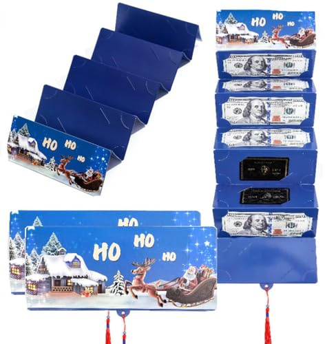 2 Stück Weihnachts-Geld- oder Geschenkkartenhalter 2026 Upgrade, mit 10 Fächern, CHristmas Cash Gifts Überraschung, Überraschung Christmas Cash Gift Envelope,Kartenhalter für Alle Jubiläen (Blau2)