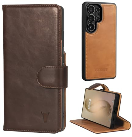 TORRO Lederhülle kompatibel mit Samsung Galaxy S26 Ultra 5G 2026 – Leder Bumper Hülle mit Magnetisch Abnehmbarer Brieftasche mit Ständer (Dunkelbraun)