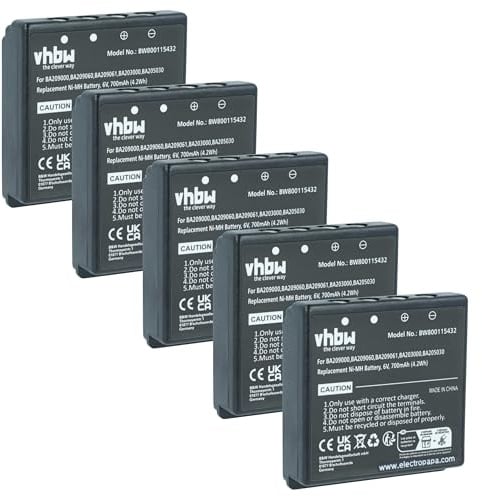 vhbw 5X Akku kompatibel mit HBC Linus 6 | 4 Industrie-Funkfernsteuerung Fernbedienung (700 mAh, 6 V, NiMH) - Schwarz