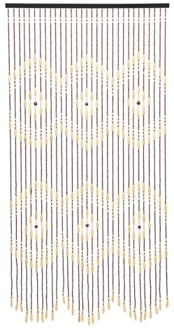 PHOYUXM Perlenvorhang Türvorhang,Türvorhang perlen,31 Perlenketten,Hergestellt aus Bambus und Holz,Hand Gemacht,Beige, Braun,90 X 175cm,Natürliche Holztür Perlenvorhang