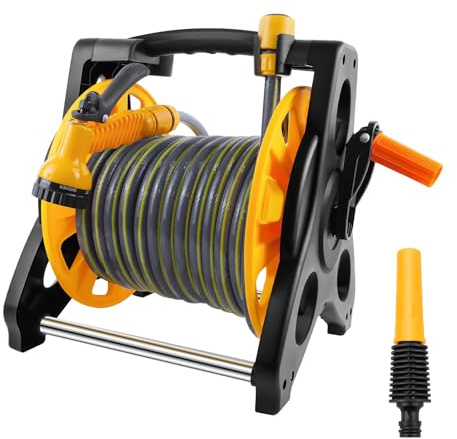 Garden Hose Reel Cart with Anti-Twist Design, Heavy Duty Water Hose Pipe Storage Trolley, Portable Rewind for Lawn Watering, Garden Irrigation, Car and Patio Cleaning (Hose Reel+30M Hose)
