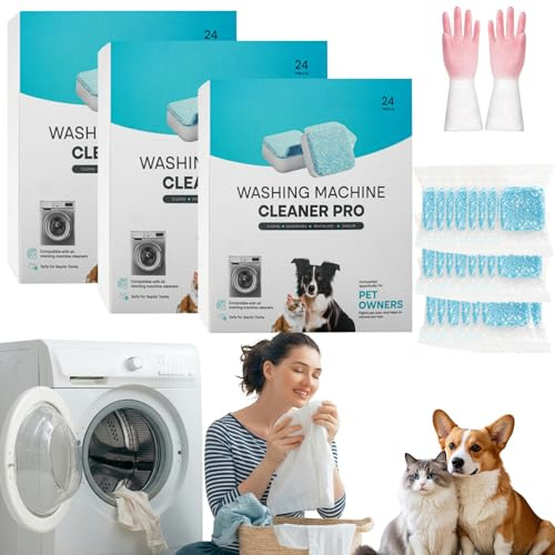 PrimeDrum Washing Machine Cleaner- Deep Pet Hair Cleaning, Deep Cleaner, Fresh Scent, Prime Drum Tablets Dissolves Fur & Lint, Pet Hair Dissolver Washing Machine for All Washer Models (72PC)
