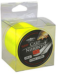 Filo da pesca monofilo giallo NIHONTO CARP Fluo molto liscio, lunghezza 600 m, disponibile da Ø 0,23 fino a 0,40 mm (diametro 0,35 mm/portata 12,20 kg)