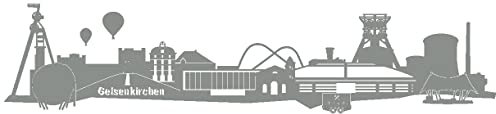 plot4u Wandtattoo Gelsenkirchen Skyline Schalke in 6 Größen und 19 Farben (230x51cm Mittelgrau)