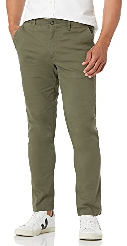 Amazon Essentials Men's Skinny-Fit Broken-in Chino Pant Pants, -Olive, 32W x 32L