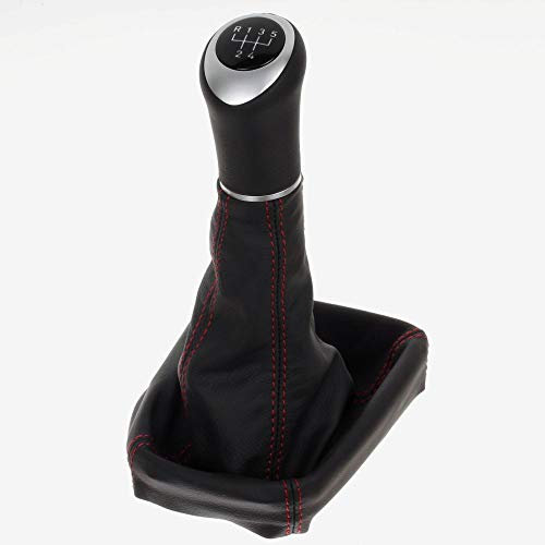 ICT Schaltknauf 4AO30-01NR Schalthebel Schaltsack Schaltmanschette Leder, 5 gang, kompatibel mit: Opel Astra G Coupe / Cabrio / CC / OPC 1998 - 2005 (C LED weiß)