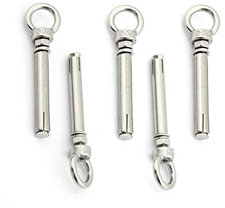 Chiloskit Lot de 5 boulons à œil d'ancrage M10 en acier inoxydable 304, 70 mm de long (M10 x 70 mm)