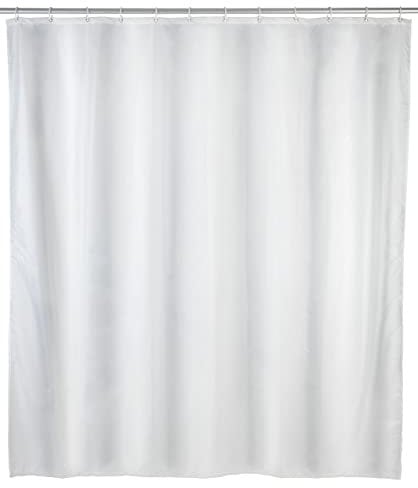 Wenko - Tenda da doccia a tinta unita, impermeabile, facile da pulire, con 12 anelli, 180 x 240 cm, colore: Bianco