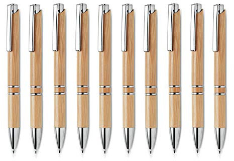 noTrash2003 Premium Kugelschreiber Sets versch. Mengen, aus hochwertiges Bambus Holz, perfekt für den Büroalltag als stylisches Schreibgerät, blauschreibende Mine (10er)