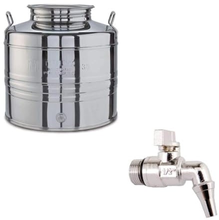 Belvivere Contenitore bidone Fusto Olio Inox 18/10 Rubinetto Made Italy (30 Litri)