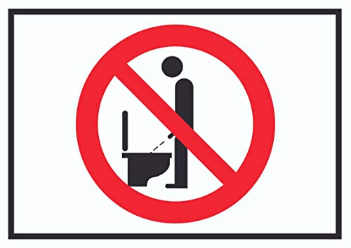 HB-Druck Bitte im Sitzen pinkeln Symbol Schild A6 Rückseite selbstklebend