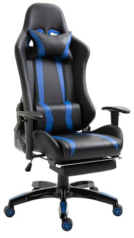 SVITA Gamyx Gaming Stuhl Bürostuhl Schreibtischstuhl Drehstuhl Fußablage Farbwahl (Blau)