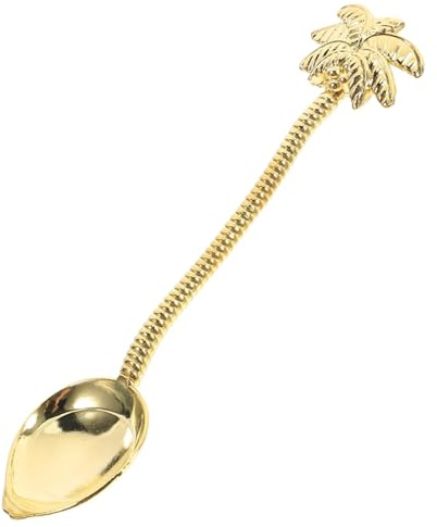 Hemoton Kaffeelöffel aus Metall in Kokosnussbaum-Form, Rührlöffel, Zuckerlöffel, Teelöffel, Kuchen, Wüste, Eislöffel, für Bar, Gewürze (Gold)