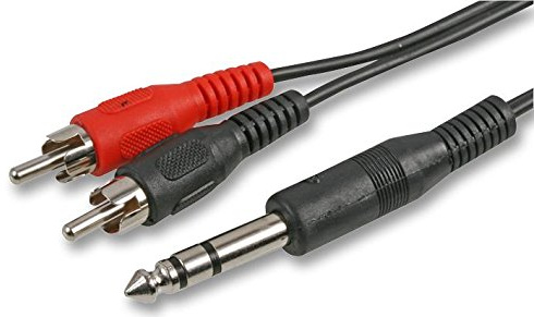 Pro Signal PSG03070 6.35mm (1/4) Stereo Jack Plug to 2x Phono (RCA) Plugs Lead, 3m Black