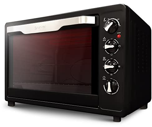 Grunkel - HR-63RMRUSTI - Horno eléctrico multifunción de sobremesa de 63l con 3 funciones de calor y selector de temperatura hasta 230ºC. Incluye rustidora y temporizador hasta 60 min - 2200W - Negro