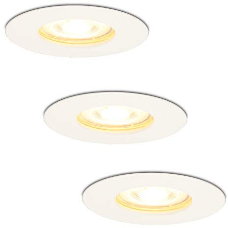 HOFTRONIC - 3er LED Einbaustrahler 230V Weiß IP64 Wasserdicht Dimmbar GU10 2700K Extra Warmweiß 3x4W 3x345 lumen Deckeneinbauleuchte Einbauspots für innenbereich und Außenbereich