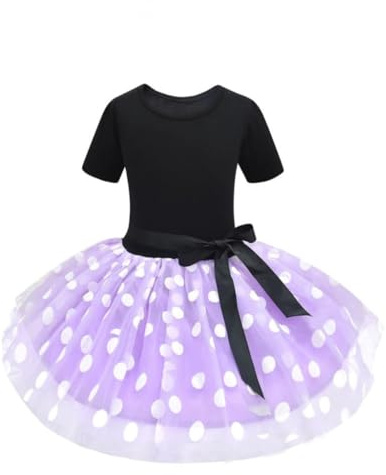 Lito Angels Fille Deguisement Robe à Pois, Violet, 4-5 ans | Robe à pois, Manches courtes, Jupe en tulle superposé, Ceinture à nouer, Serre-tete assorti, Halloween, Anniversaire