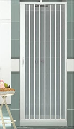 Box doccia in PVC Nicchia Larghezza 70-150 cm, H 185 cm mod. VERA, Bianco, Porta doccia apertura laterale una anta a soffietto, riducibile (Larghezza 75 cm, H 185 cm)