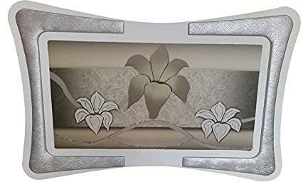Bild Orchidee mit Holzapplikation und Rahmen aus weißem Kunstleder mit gepolstertem Einsatz aus Kupferfäden oder Silberfäden; nützliche Geschenke zu niedrigen Preisen (Silber, 60 x 120 cm)