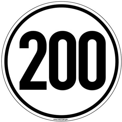Hinterglasaufkleber Geschwindigkeits-Schild 200 km/h für Fensterscheiben StVO Schild Folie selbstklebend | Ø10cm