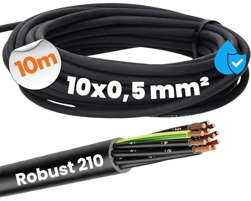 10 Meter Lapp 0021890 Ölflex Robust 210 Allwetter Steuerleitung 10x0,5 mm² mit Schutzleiter I Außenbereich I witterungsbeständig I kälteflexibel I UV-beständig I Anschlussleitung 10G0,5