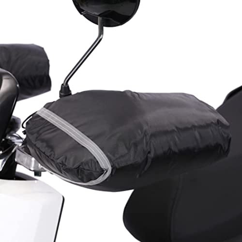Qchomee Gants Moto Hiver Automne Manchon Poignées Guidon Imperméable Anti-Vent/Froid Moufles Protection Thermique Doublure Velours Chaud Epais Protège-Mains Scooter Moto Noir/Bande Réfléchissante