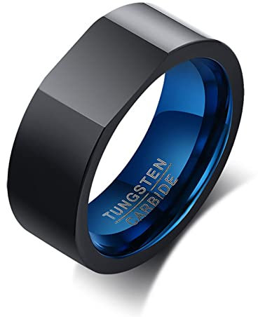 Aotiwe Mode Ringe Herren, Lustige Geschenke Einfaches Ringband Schwarz Blau Leer Größe 62 (19.7) für Memoir Weihnachten