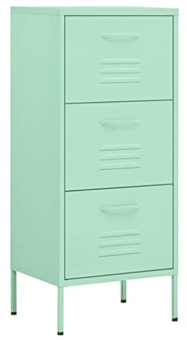 vidaXL Lagerschrank Sideboard Kommode Anrichte Stahlschrank Schrank Beistellschrank Mehrzweckschrank Bücherschrank Standschrank Minzgrün 42,5x35x101,5cm Stahl