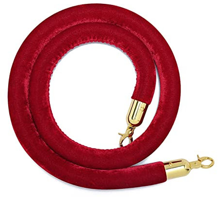 LLAA 2/3/ 4/5 Fuß Absperrseil Zur Massenkontrolle, Samt Sicherheit VIP-Rungenseil, Mit Edelstahlhaken, Für Kinos/Grand Openings (Color : Wine red, Size : 1.5m/59inch/5ft)