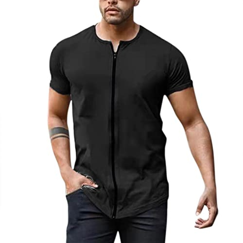 Lot Tee Shirt Homme Marque T Shirt Zipper T Shirt Homme Pas Cher Grande Taille Tshirt Homme Marque T-Shirt Homme Col V T-Shirts à Manches Courtes Homme Tops Homme Ete Hauts Homme Tendance 2022