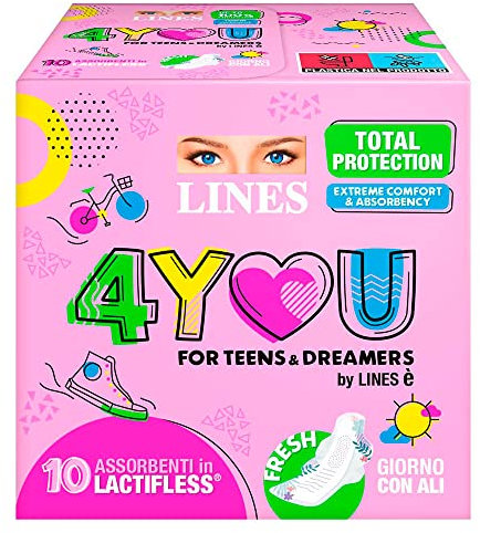 Lines E' 4YOU Giorno con Ali Assorbenti in Lactifless, 10 pezzi