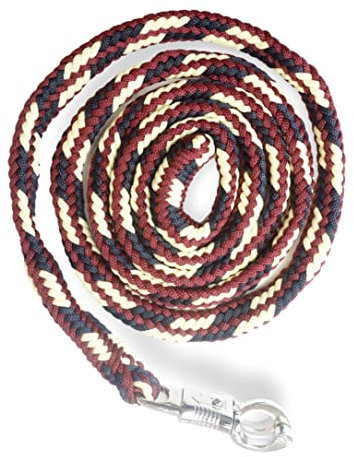 Führstrick Pferd Anbindestrick für Pferde mit stabilem Panikhaken Länge 2m viele Farben (Bordeaux-Navyblau-Creme)