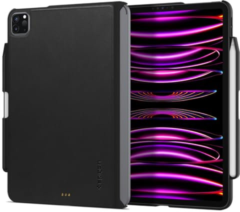 Spigen Thin Fit Pro Hülle Kompatibel Mit iPad Pro 11 Zoll Generation 4 2022 | 3 2021 mit Apple Pencil (2. Gen) Halter - Schwarz