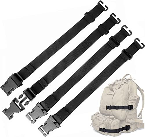 YONCONO Taktisches Rush Tier System, Verstellbare Molle Rucksack Befestigungsgurte mit Schnallenclips, Outdoor Kompressions Bündelgurte, Erweiterungsmodul, Gepäckgurt(4 Stück)