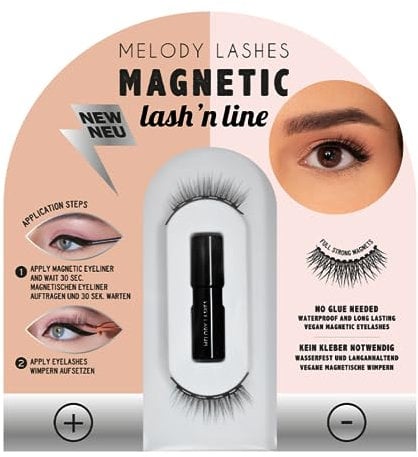 Melody Lashes magnetische Wimpern ultra starker Halt wasserfester magnetischer Eyeliner mit Magnetwimpern federleicht kein Kleber notwendig magnetische Wimpern natürlicher look Make up! (Miss Mag)