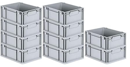 PROREGAL SuperSparSet 10x Eurobox NextGen Economy | Griffe geschlossen |HxBxT 17x30x40cm | 16 Liter | Eurobehälter, Transportbox, Transportbehälter, Stapelbehälter